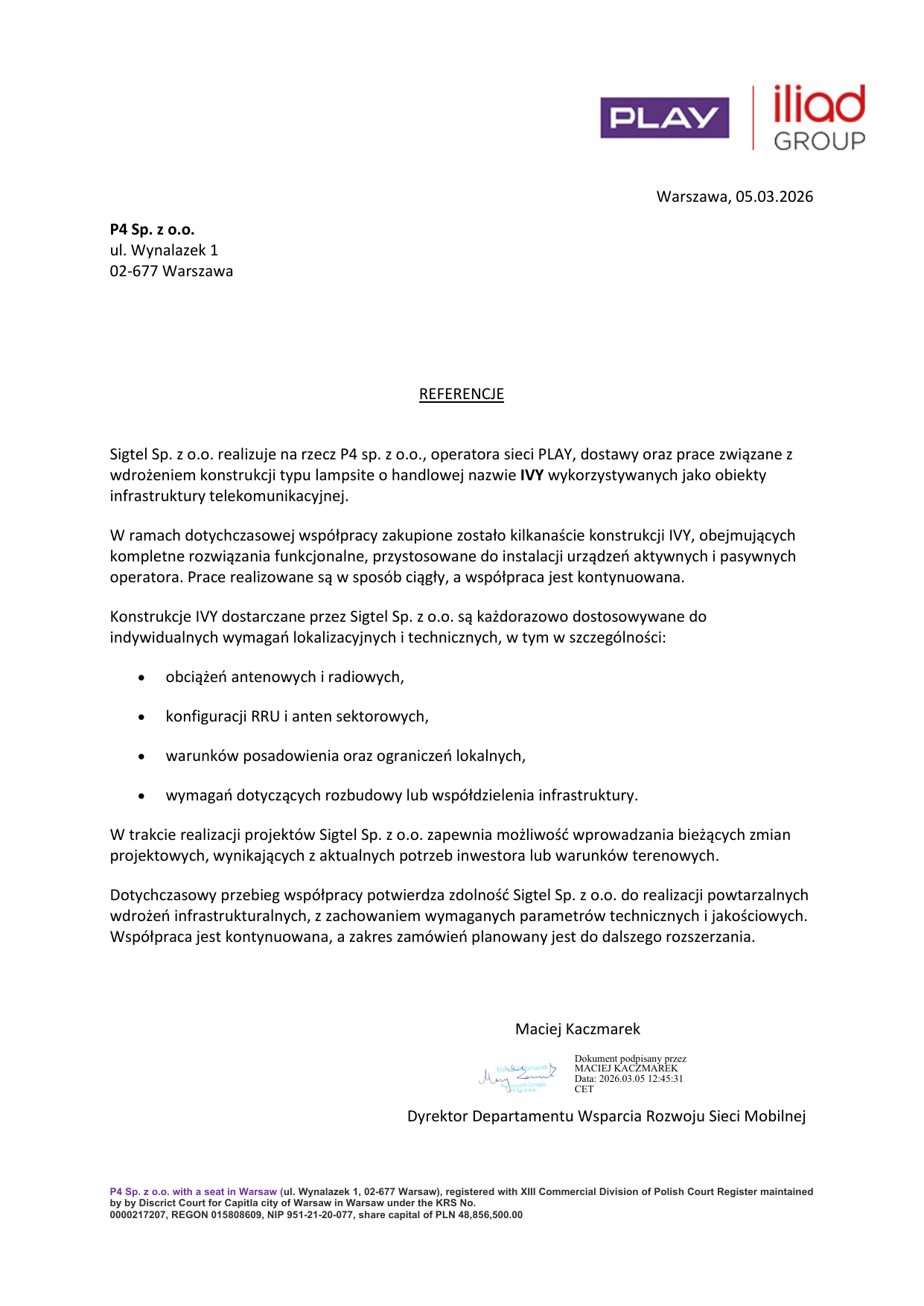 Miniatura referencji SIGTEL